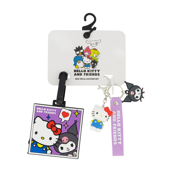 Sanrio Hello Kitty & Kuromi Purple Luggage Tag & Lanyard Set