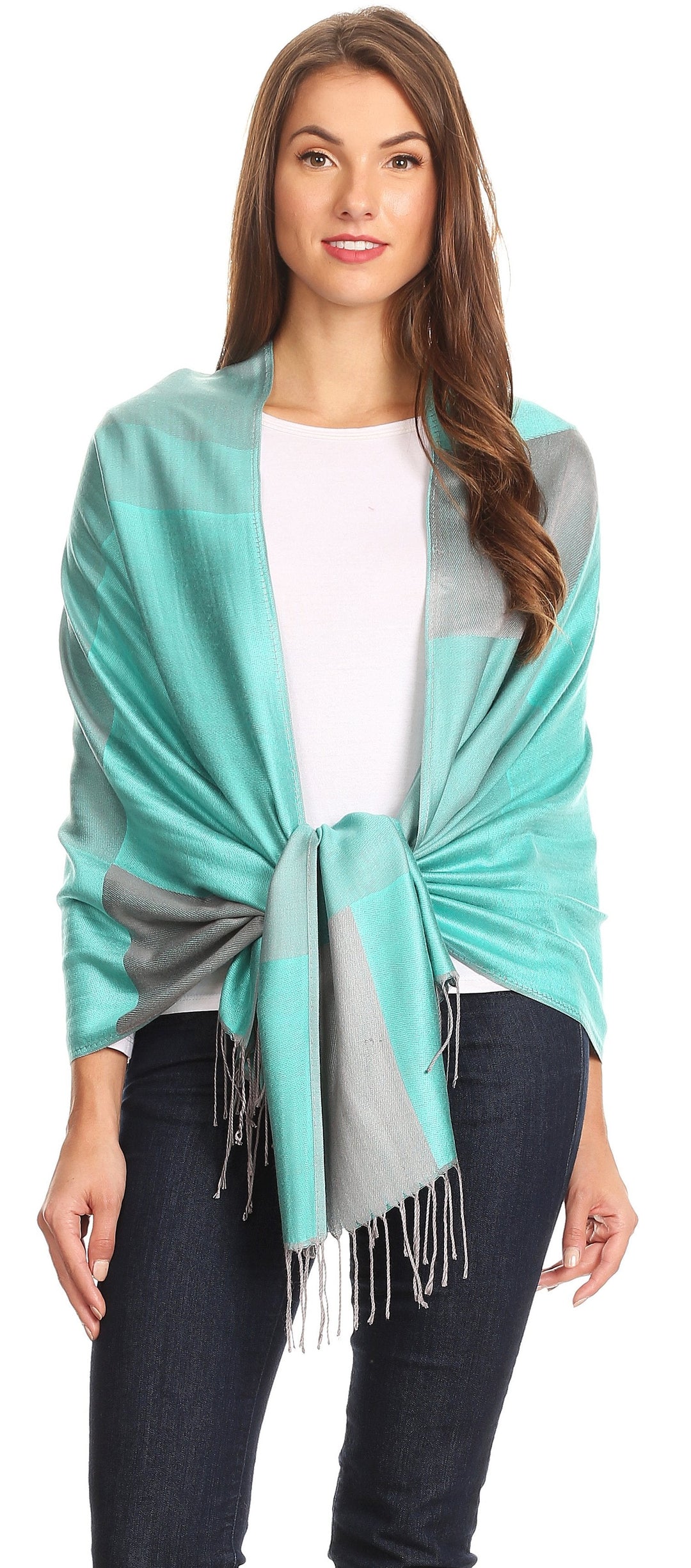 Sakkas Nicola Reversible Warm and Soft Unisex Scarf Stole Wrap Solid Color-block