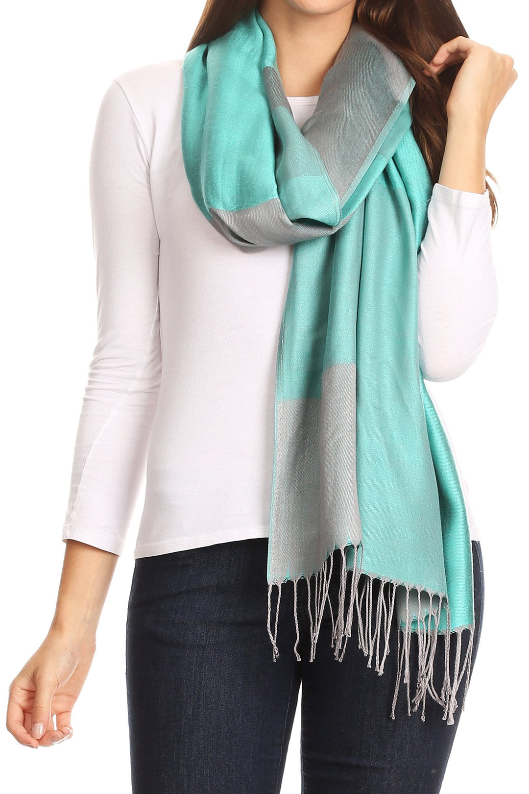 Sakkas Nicola Reversible Warm and Soft Unisex Scarf Stole Wrap Solid Color-block