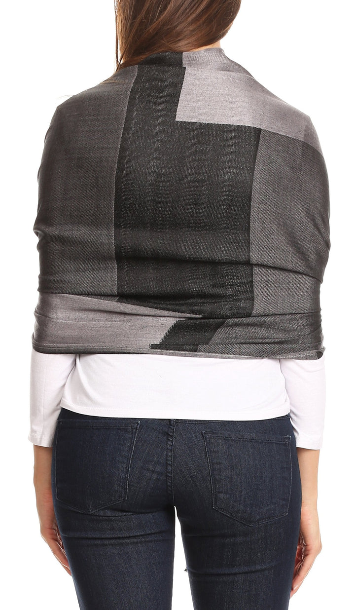 Sakkas Nicola Reversible Warm and Soft Unisex Scarf Stole Wrap Solid Color-block
