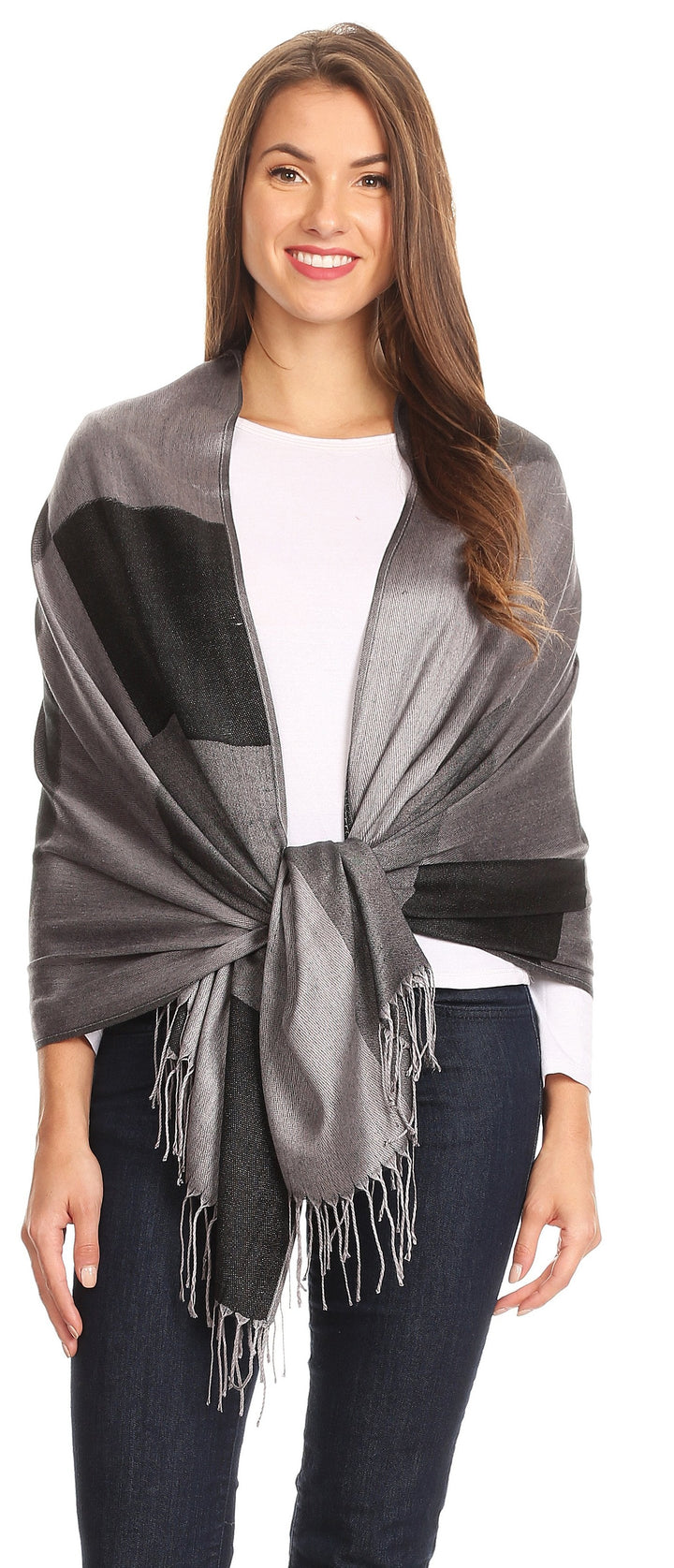 Sakkas Nicola Reversible Warm and Soft Unisex Scarf Stole Wrap Solid Color-block