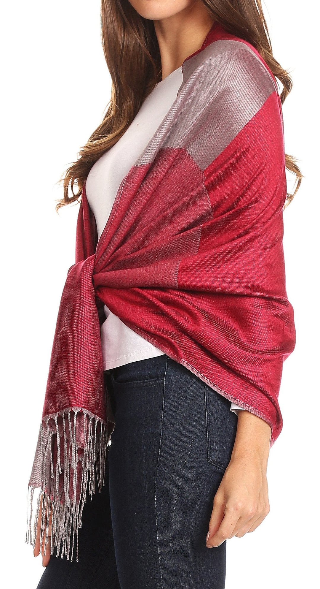 Sakkas Nicola Reversible Warm and Soft Unisex Scarf Stole Wrap Solid Color-block