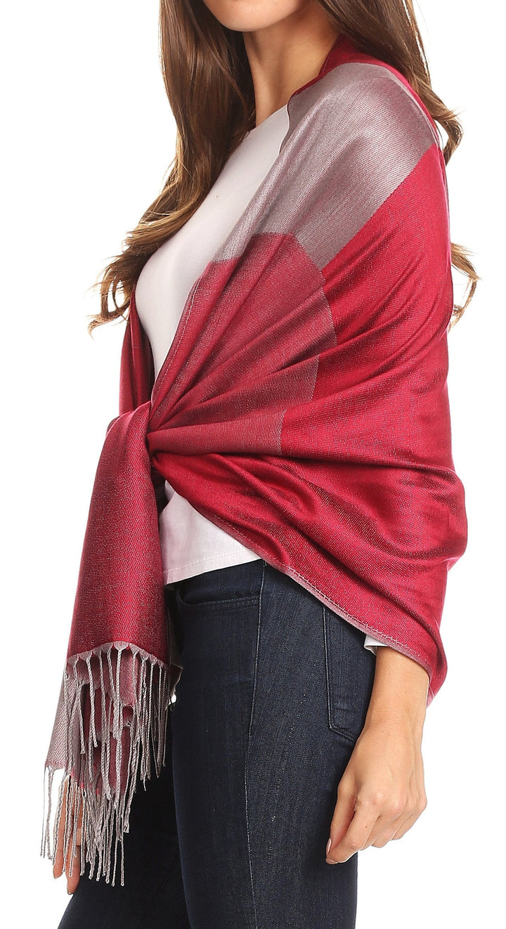 Sakkas Nicola Reversible Warm and Soft Unisex Scarf Stole Wrap Solid Color-block