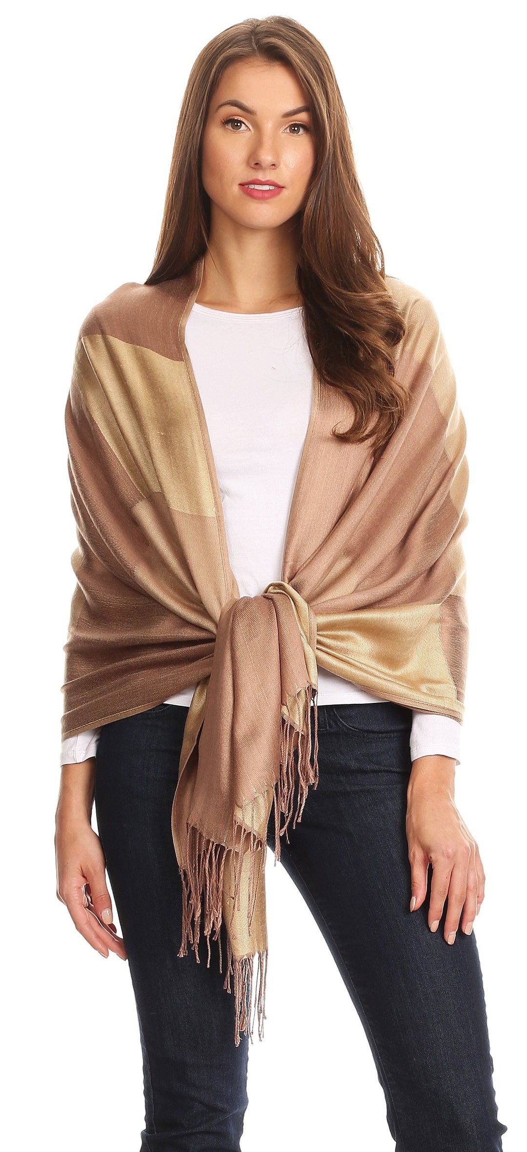 Sakkas Nicola Reversible Warm and Soft Unisex Scarf Stole Wrap Solid Color-block