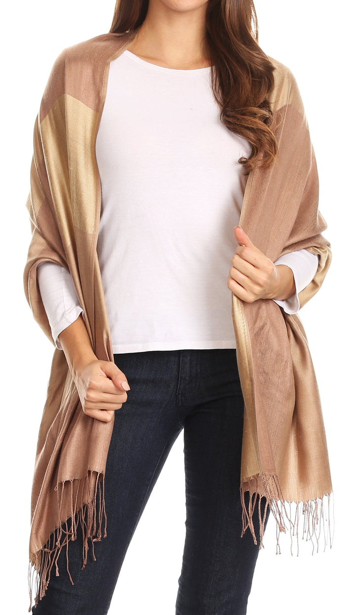 Sakkas Nicola Reversible Warm and Soft Unisex Scarf Stole Wrap Solid Color-block