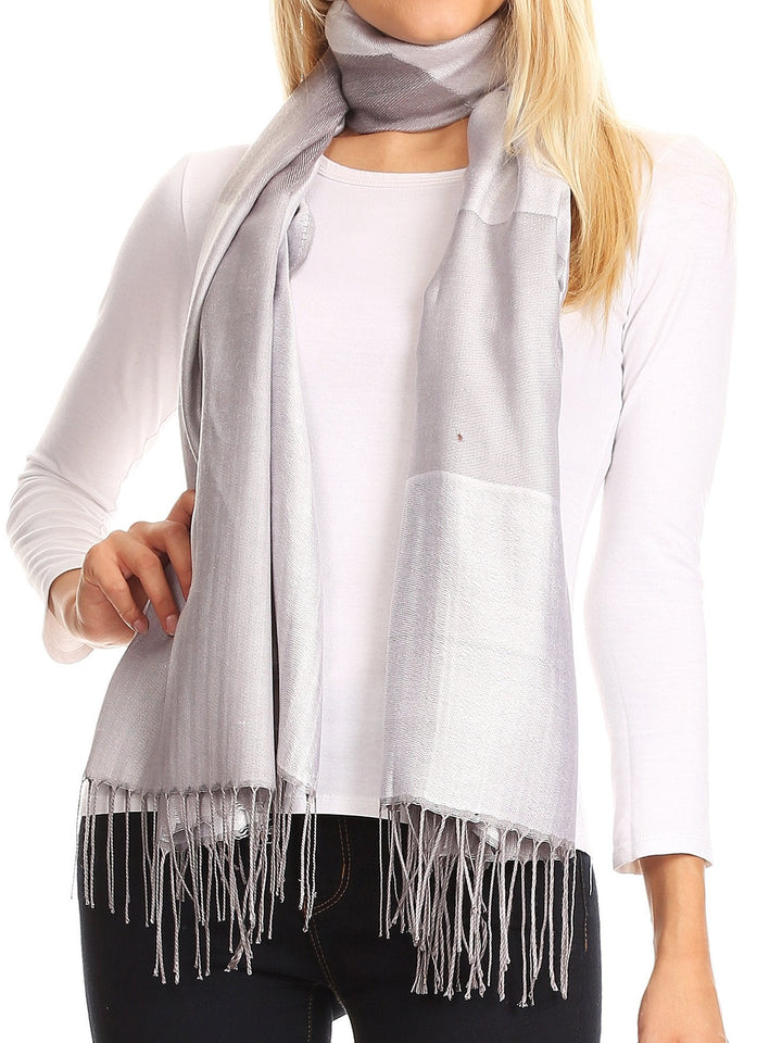 Sakkas Nicola Reversible Warm and Soft Unisex Scarf Stole Wrap Solid Color-block