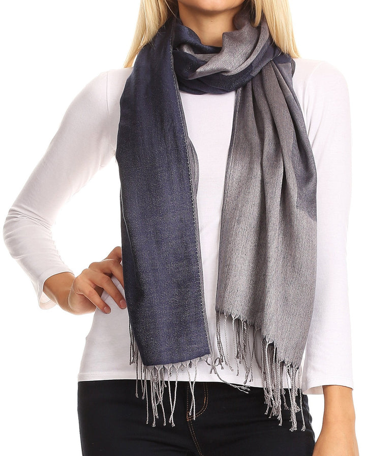 Sakkas Nicola Reversible Warm and Soft Unisex Scarf Stole Wrap Solid Color-block