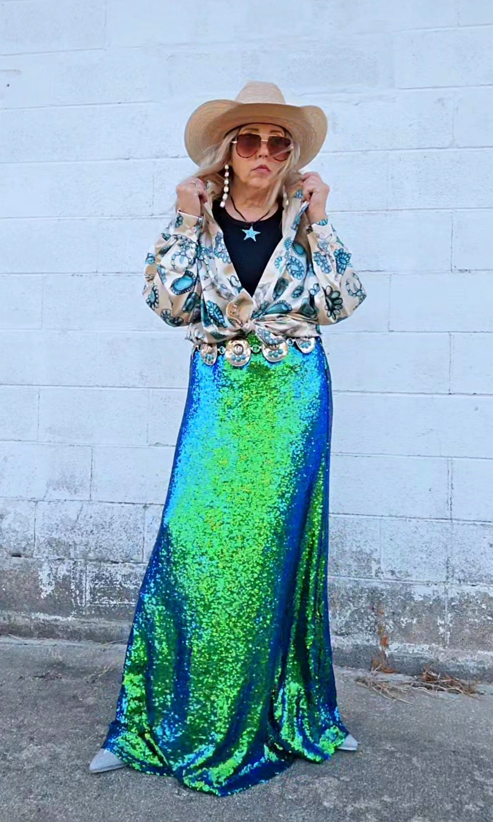 Excalibur Mermaid Sequin Maxi Skirt