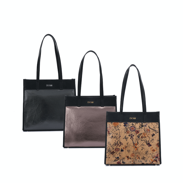 Portrait Tote 2 - Floral Kraft Paper Vegan Tote