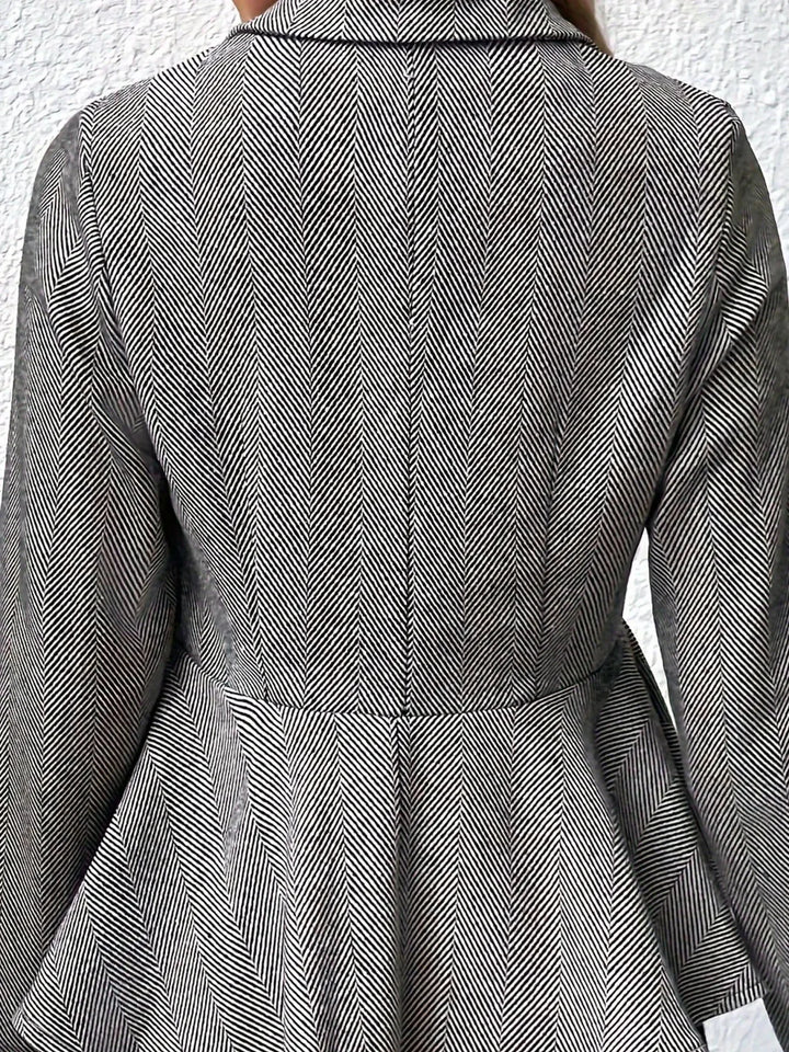 Women’s Plus-Size Solid Color Peplum Jacket – Casual Outerwear