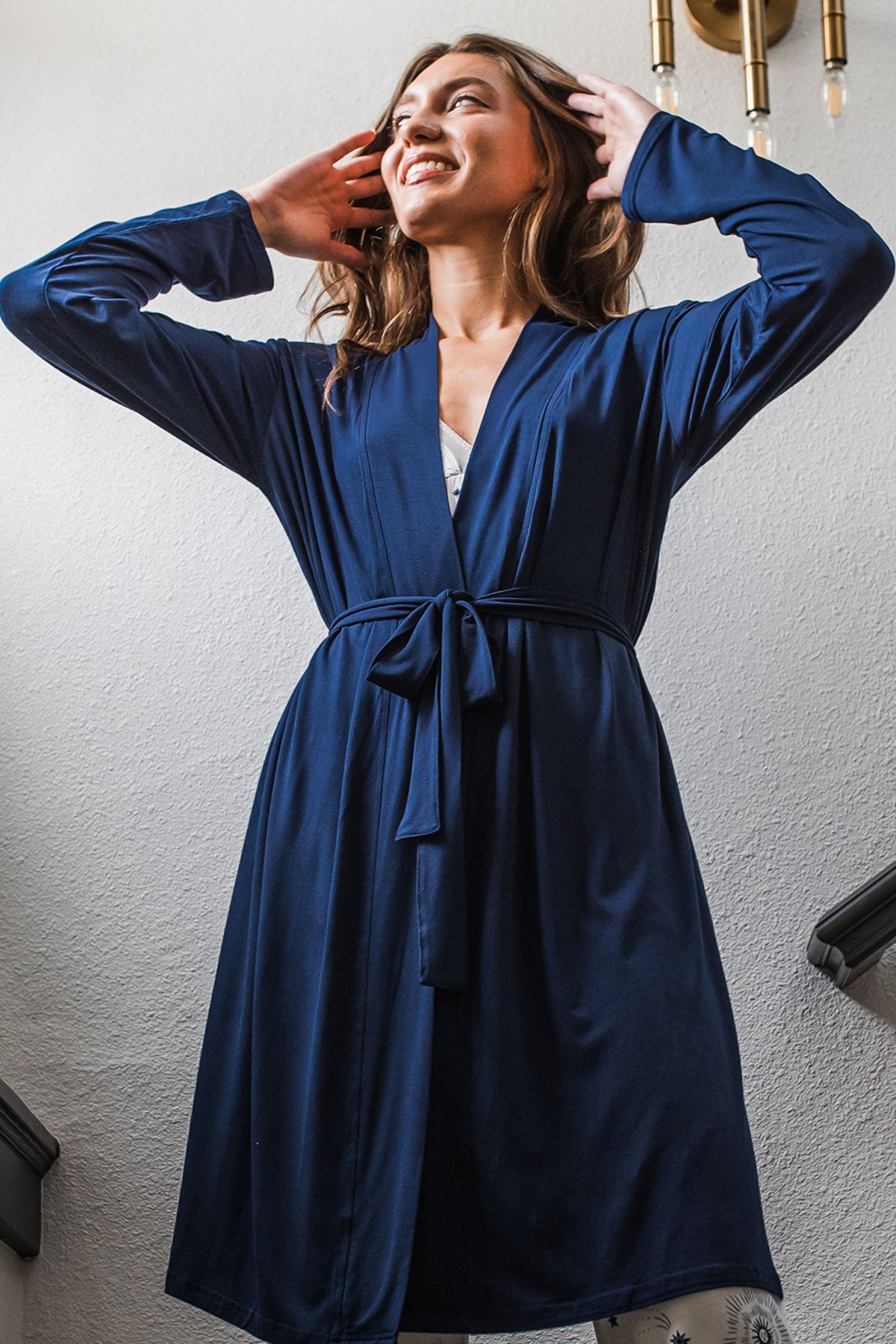 Serenity Long Sleeve Short Belted Bamboo Robe