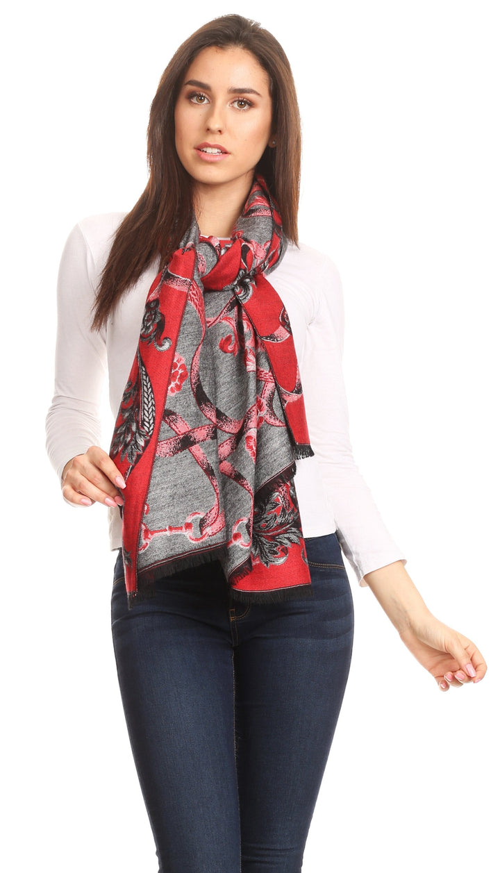 Sakkas Adele Floral Ornate Soft and Warm Pashmina Shawl Scarf Vegan Commute