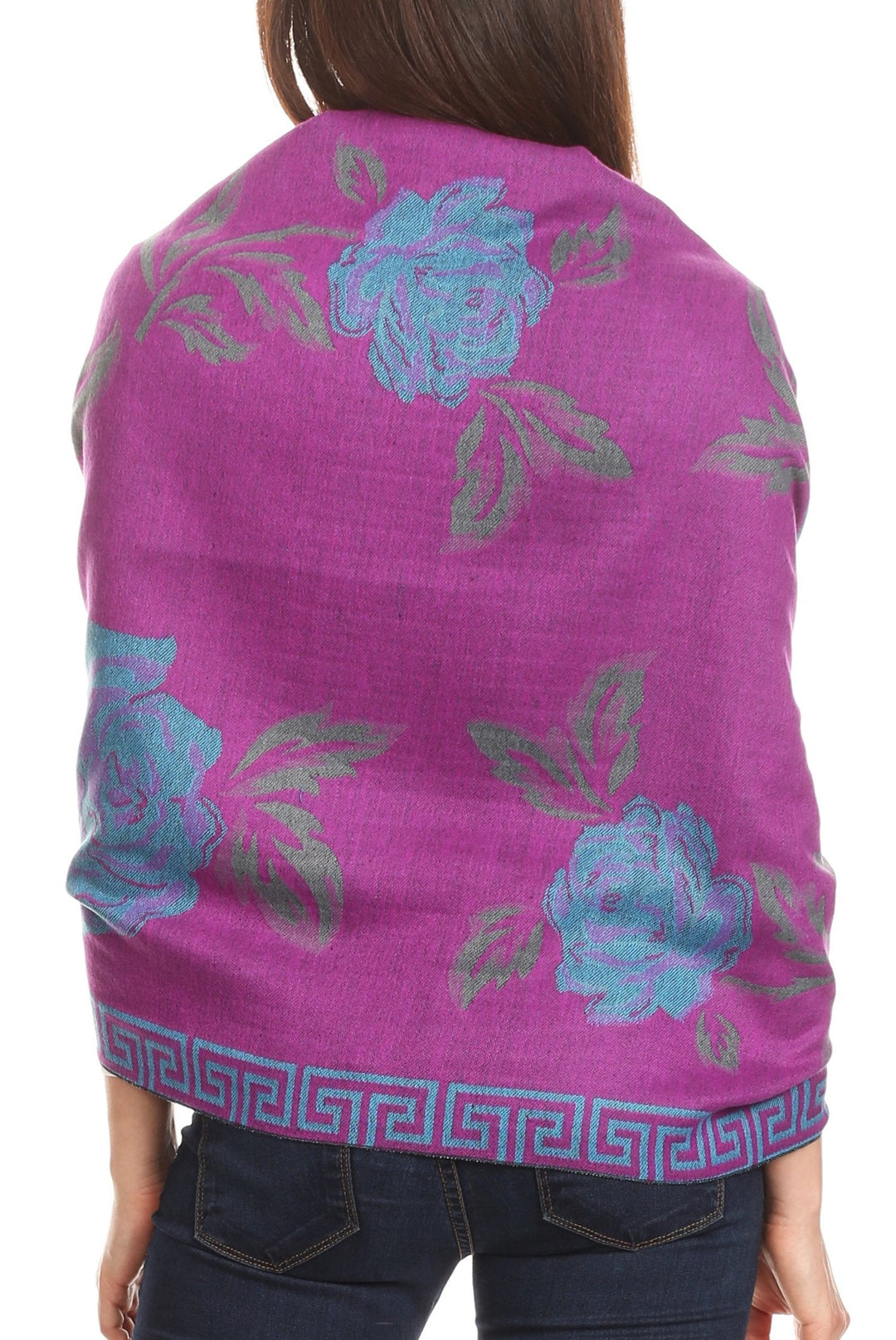 Sakkas Soffia Damask Rose Super Soft and Warm Pashmina Scarf Shawl Vegan Work
