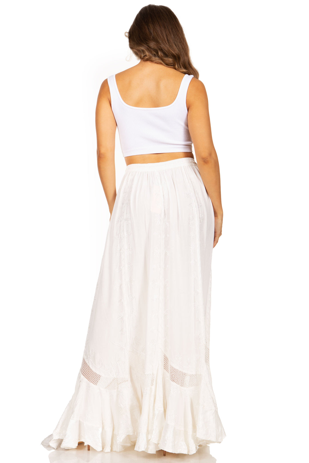 Sakkas Ivy Second Women's Maxi Boho Elastic Waist Embroidered A Line Long Skirt