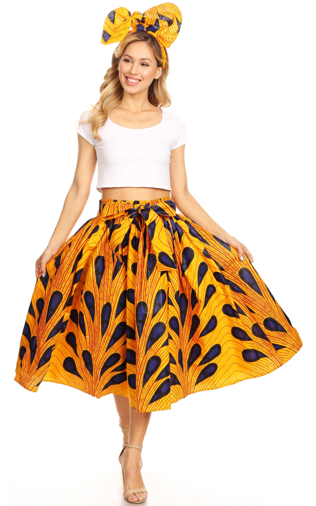 Sakkas African Dutch Ankara Wax Print Full Circle Skirt