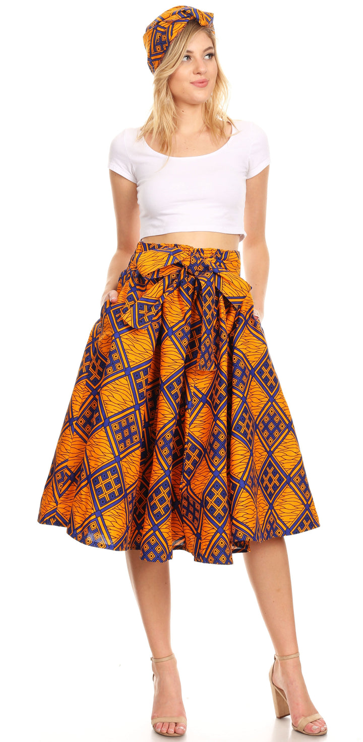 Sakkas African Dutch Ankara Wax Print Full Circle Skirt