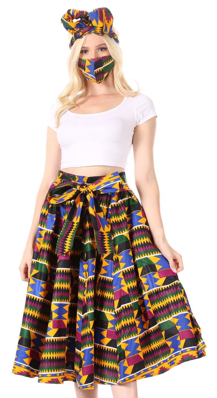 Sakkas African Dutch Ankara Wax Print Full Circle Skirt
