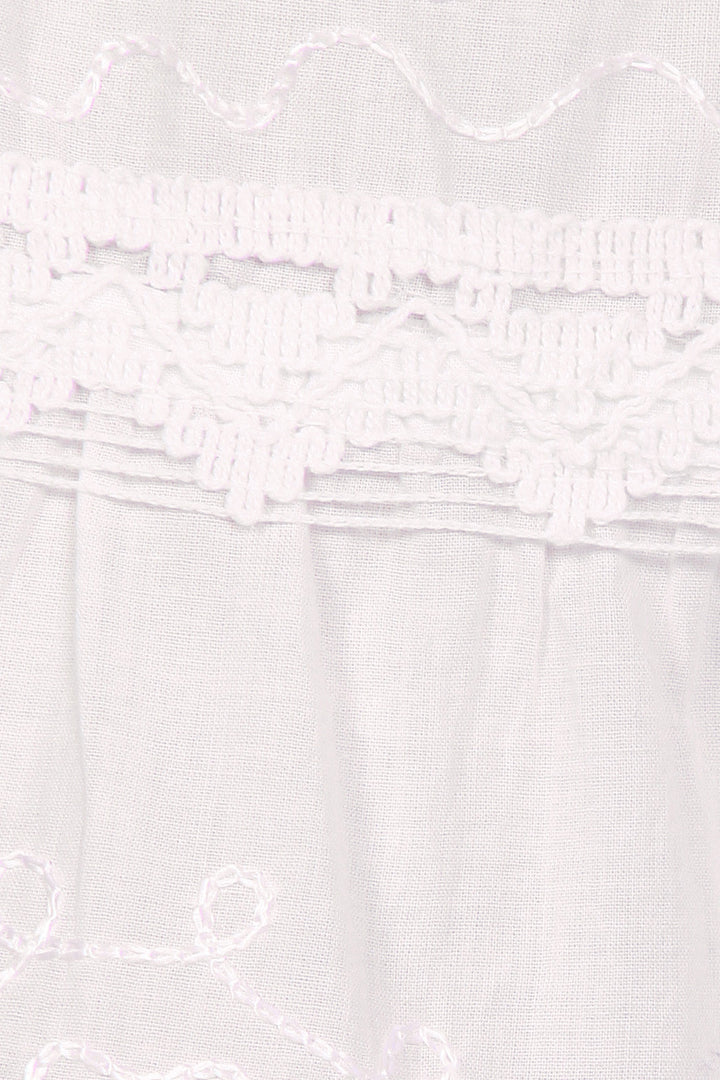 Sakkas Solid Embroidered Crochet Lace Trim Gypsy Bohemian Mid Length Cotton Skirt