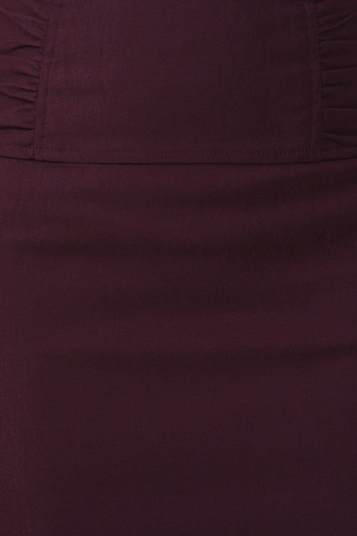 Sakkas Petite High Waist Stretch Pencil Skirt with Shirred Waist Detail