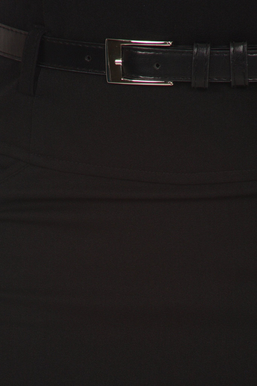 Knee Length High Waist Stretch Pencil Skirt with Skinny Belt