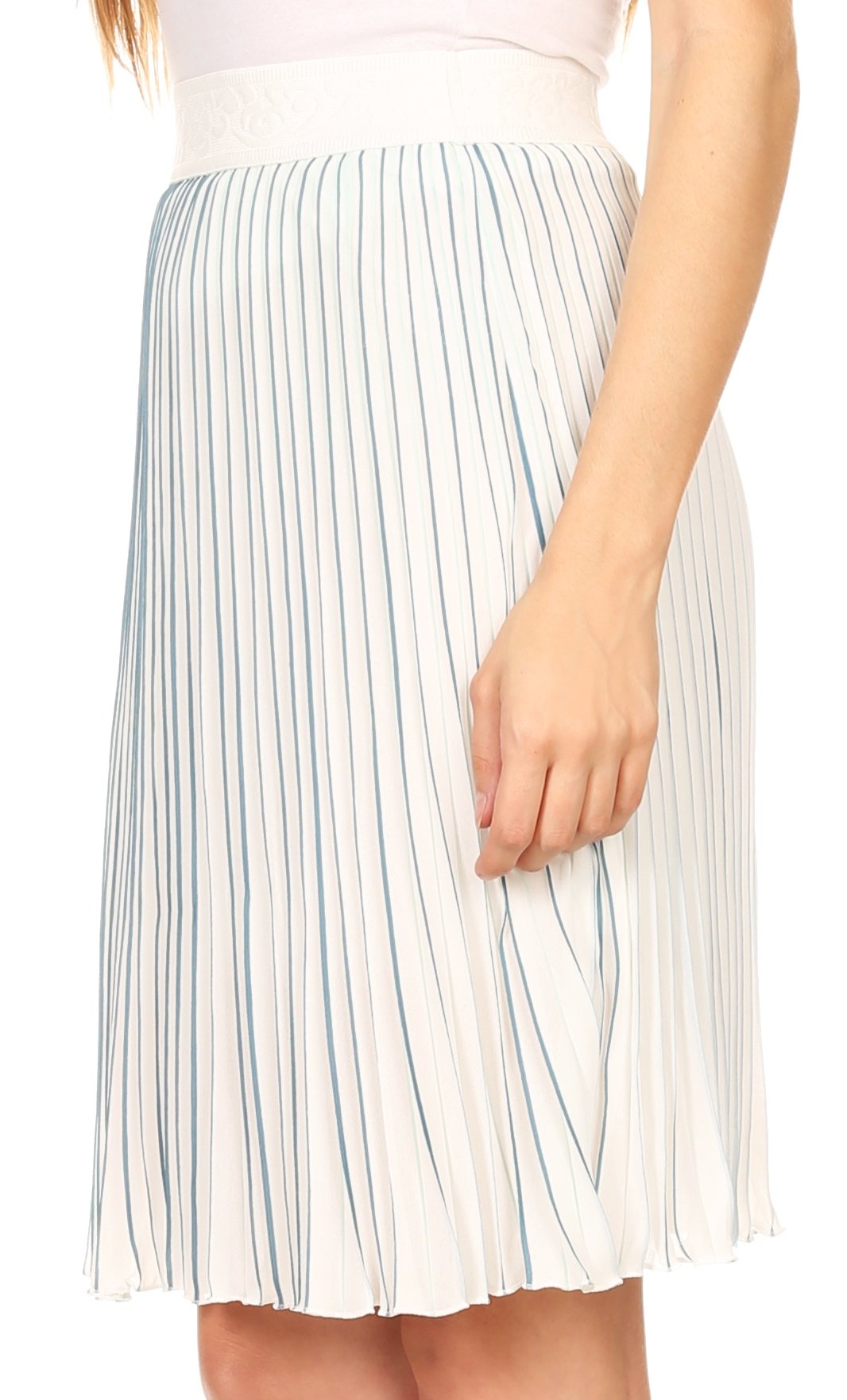 Sakkas Amira Accordion Pleated Midi Crepe Slim Skirt with Elastic Waist