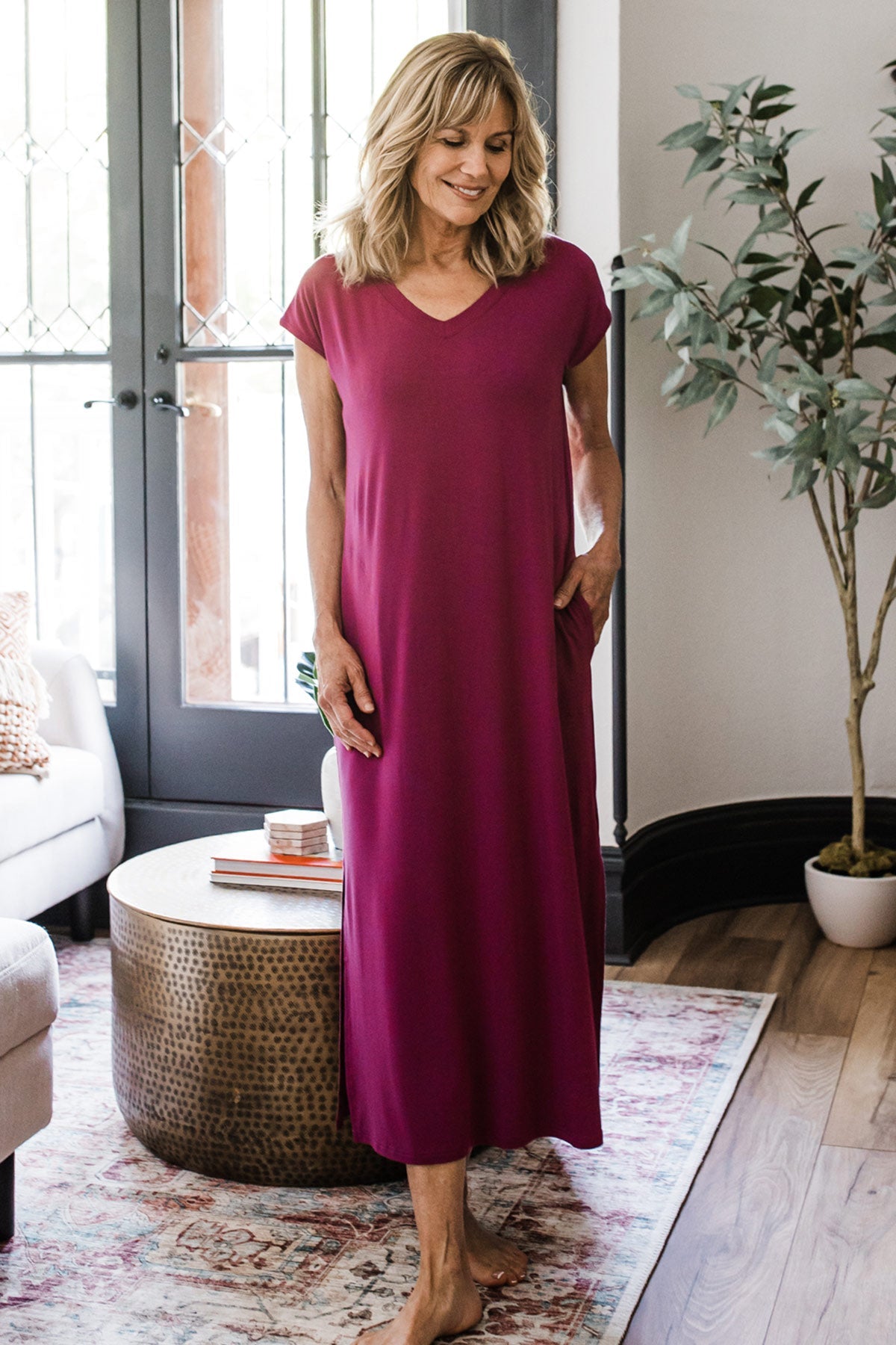 Sloane V-Neck Cap Sleeve Bamboo Maxi Dress