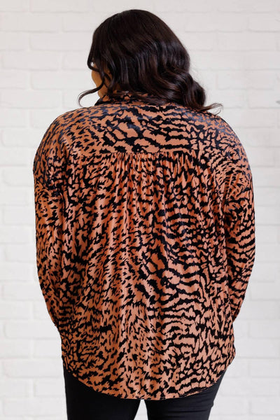 Back view of So Fierce Animal Print Blouse