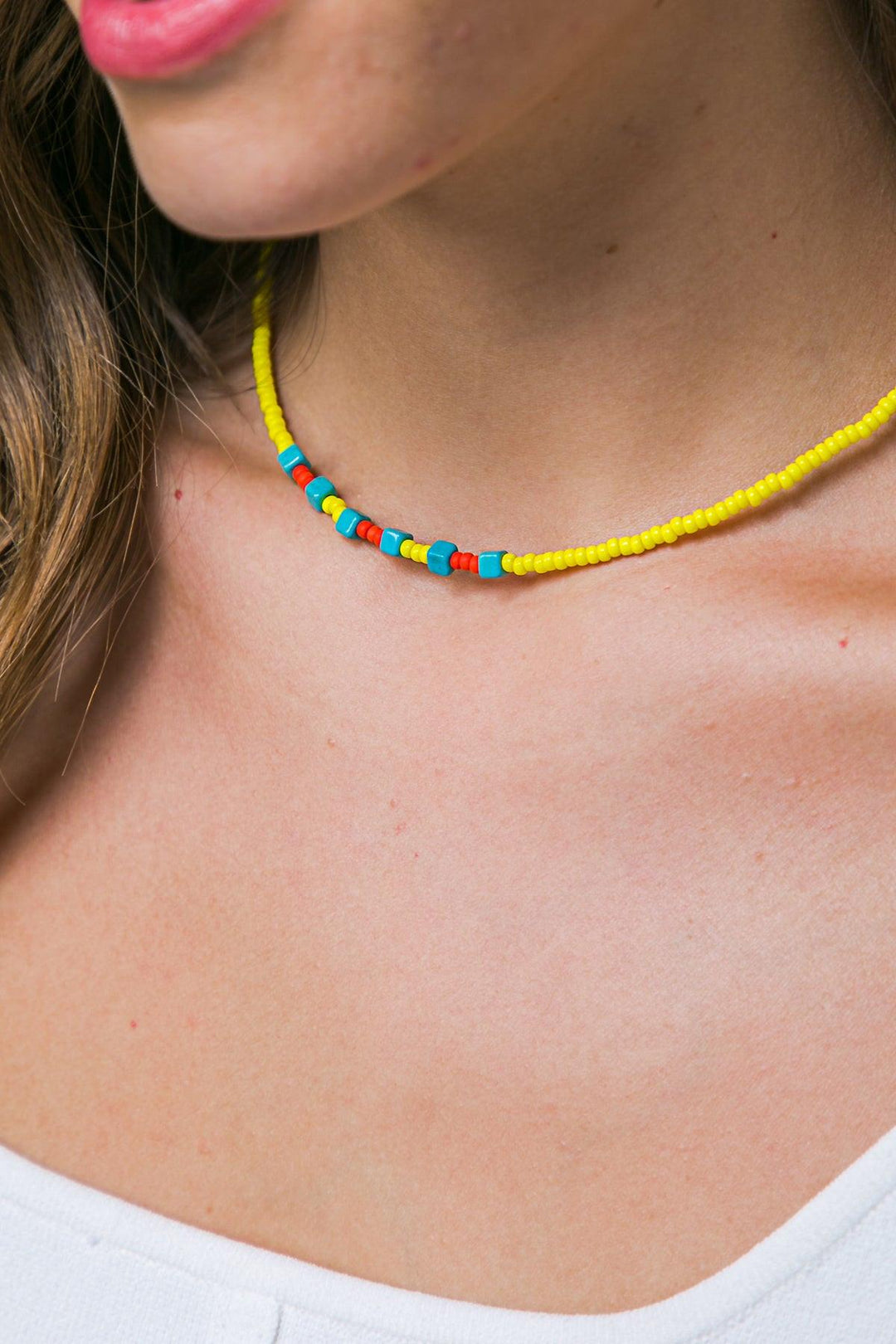 Zola Veaded Necklace Yellow | Beaded Necklace