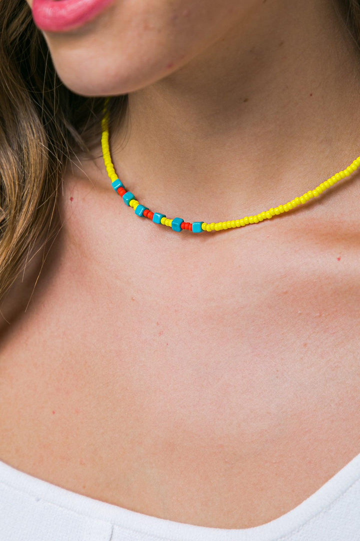 Zola Veaded Necklace Yellow | Beaded Necklace