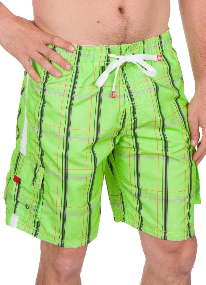 Sakkas Jaxon Plaid Stretch Waistband No Wet Swim Trunk/ Boardshorts
