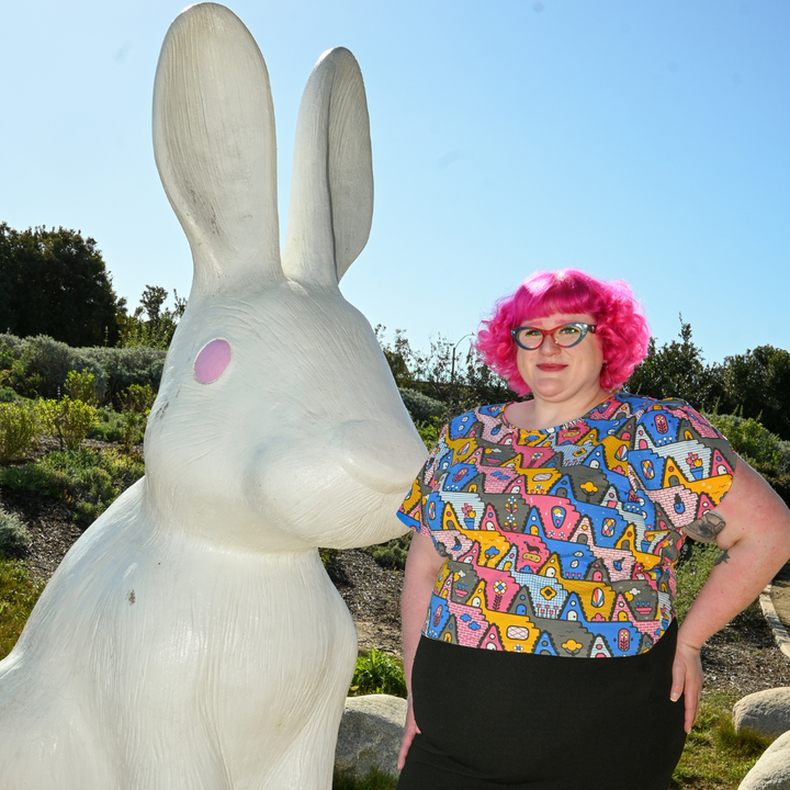 8-Bit A-Frames Cropped Tulip Sleeve in Pretty Pastels