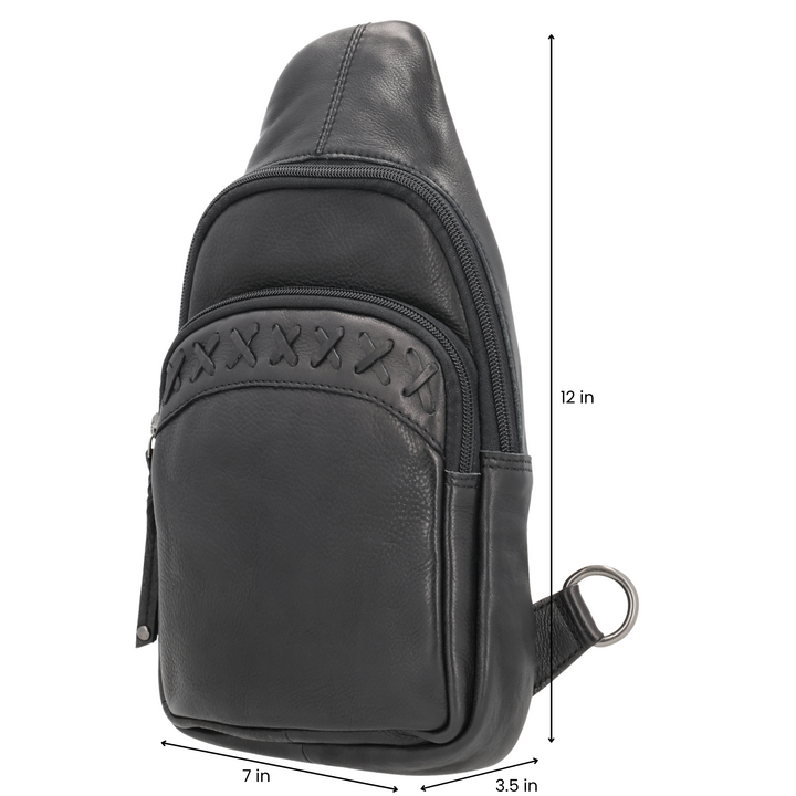 Concealed Carry Unisex Taylor Sling Leather Backpack by Lady Conceal