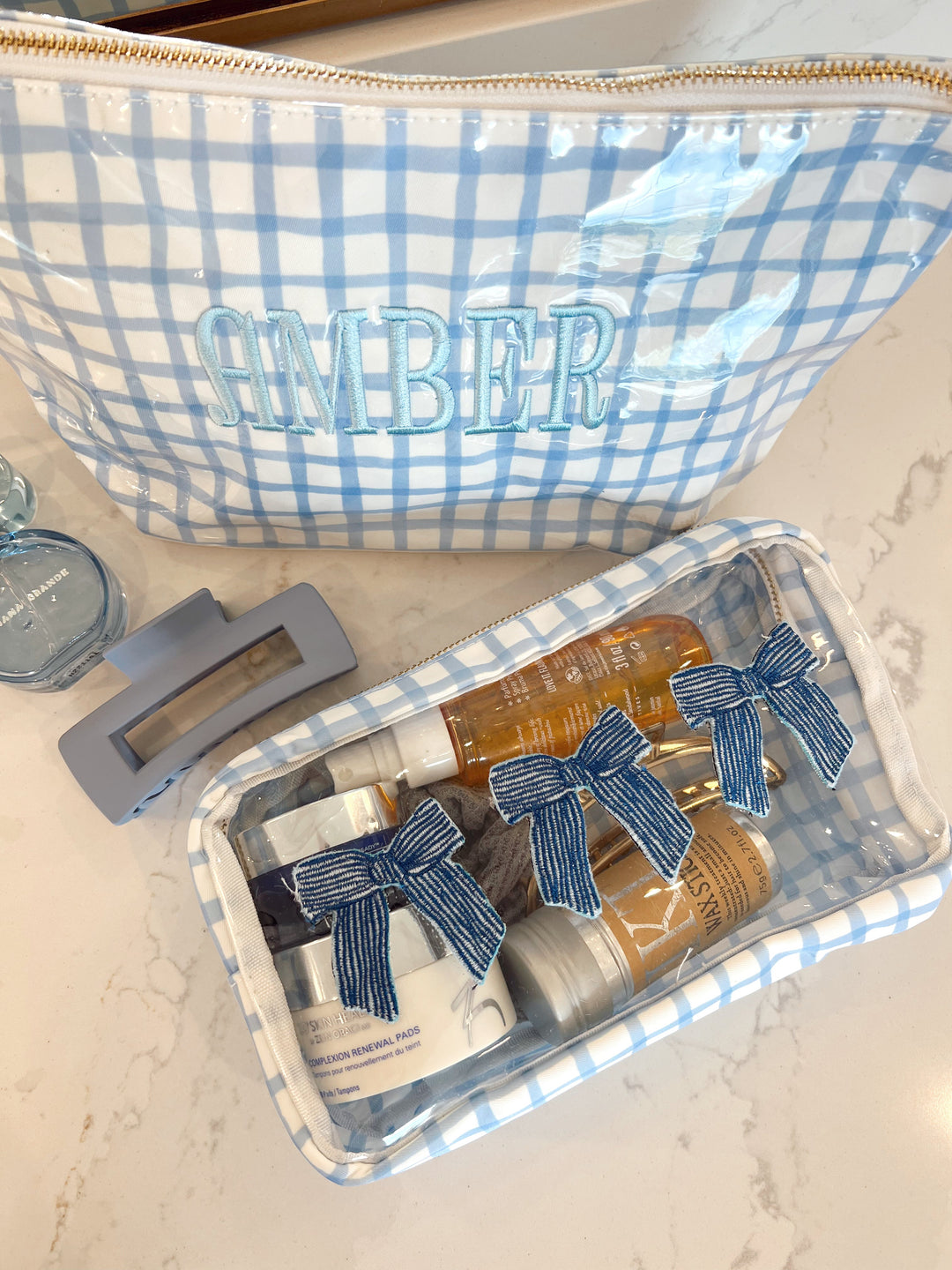 3 Bows - Blue Trellis Bag