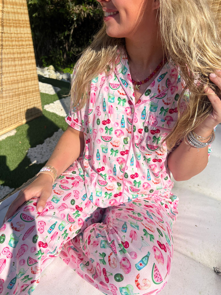 Pink Summer Spritz - Short Sleeve + Pant Pajama Set