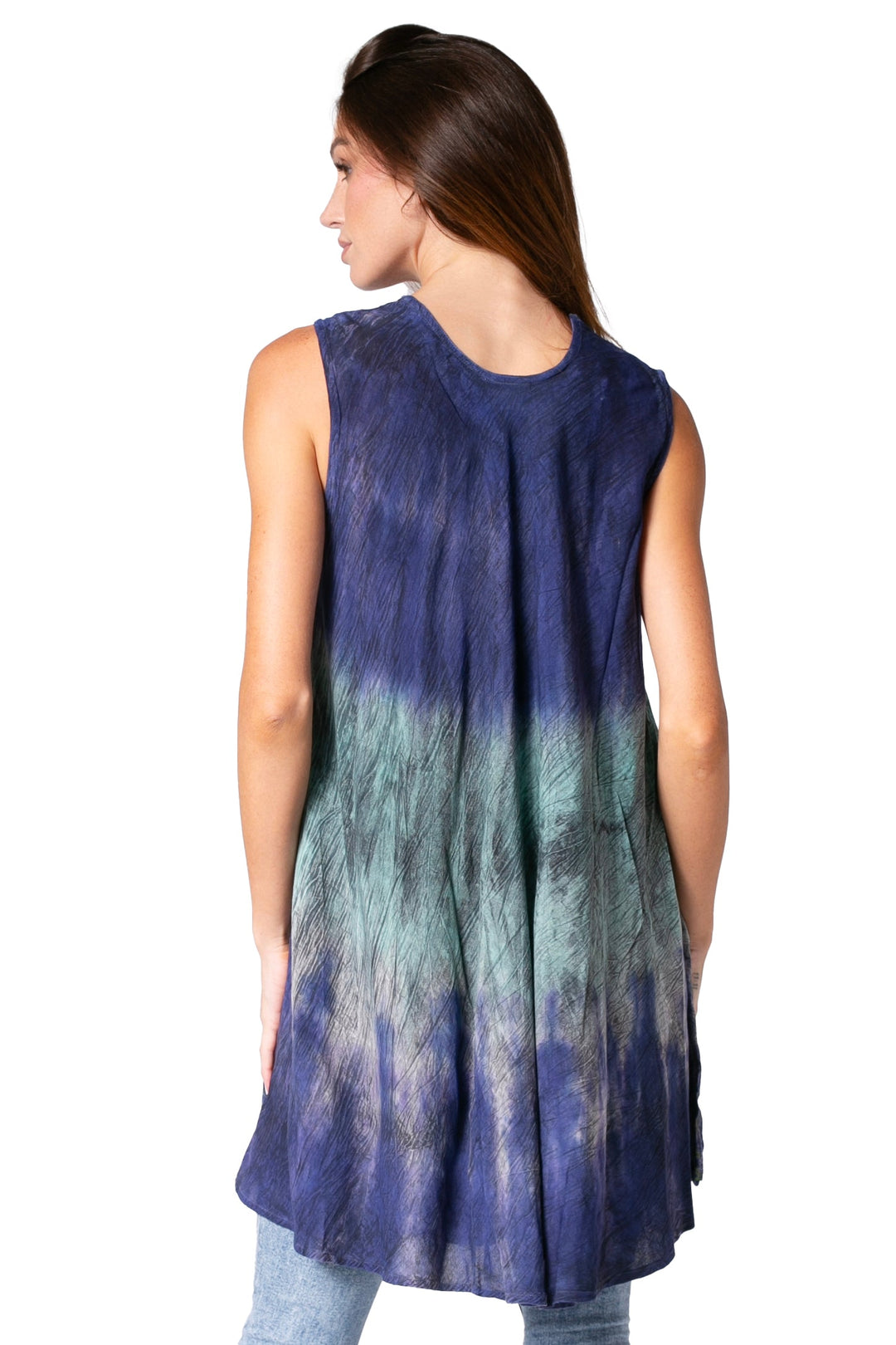 Sakkas Isabela Womens Everyday Summer Sleeveless Tank Top Tie-dye & Block Print