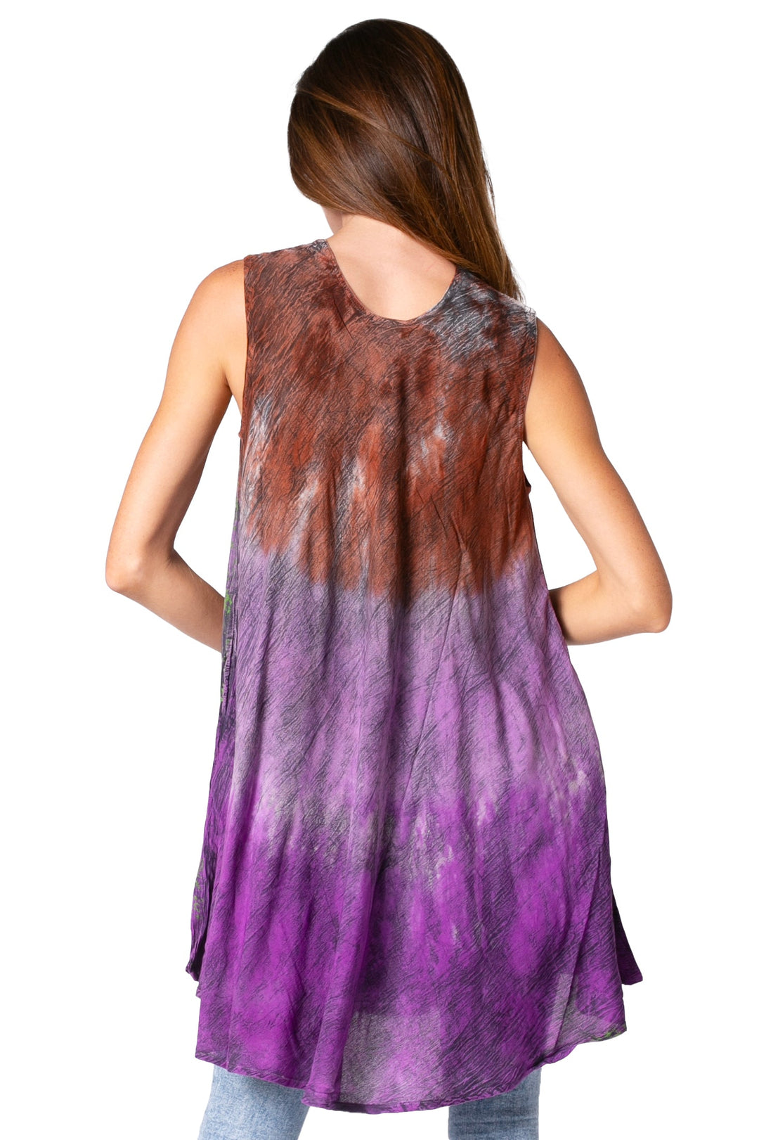 Sakkas Isabela Womens Everyday Summer Sleeveless Tank Top Tie-dye & Block Print