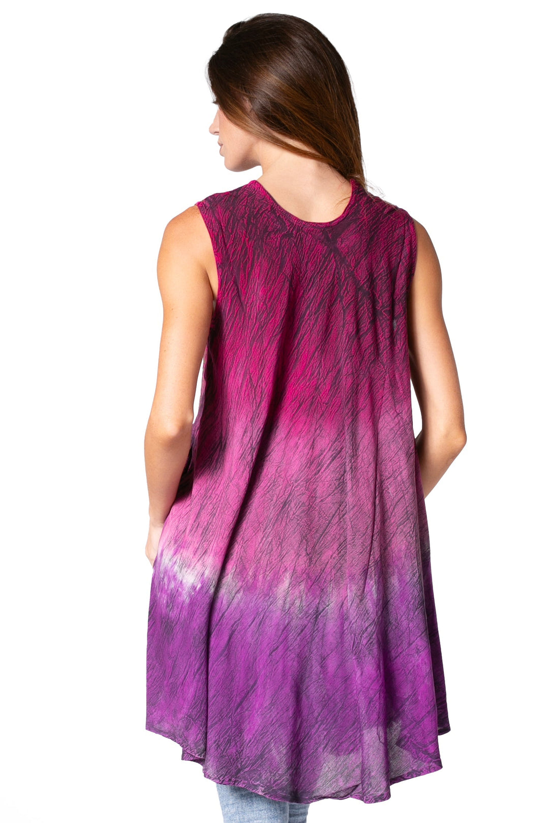 Sakkas Isabela Womens Everyday Summer Sleeveless Tank Top Tie-dye & Block Print