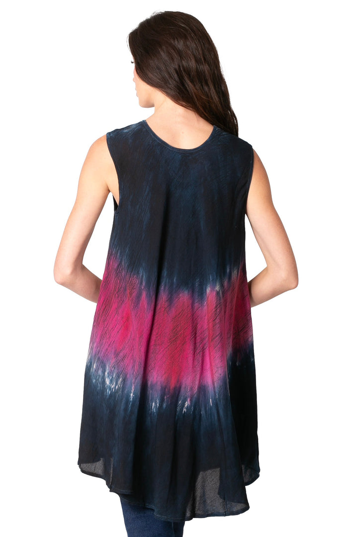Sakkas Isabela Womens Everyday Summer Sleeveless Tank Top Tie-dye &amp; Block Print
