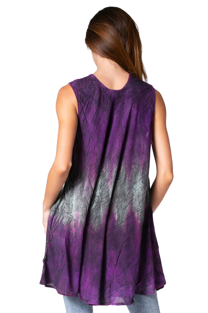 Sakkas Isabela Womens Everyday Summer Sleeveless Tank Top Tie-dye & Block Print