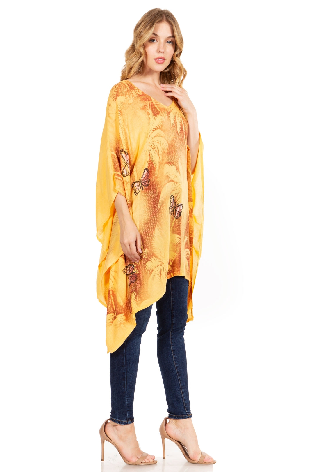 Sakkas Adalwin Third Tie Dye Desert Sun Circle Ponch Tunic Top Blouse W/Embroidery