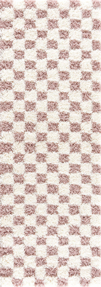 Atira Pink Checkered Shag Rug