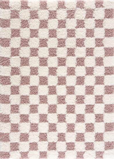 Atira Pink Checkered Shag Rug