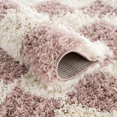 Atira Pink Checkered Shag Rug