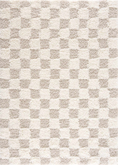 Atira Light Brown Checkered Area Rug