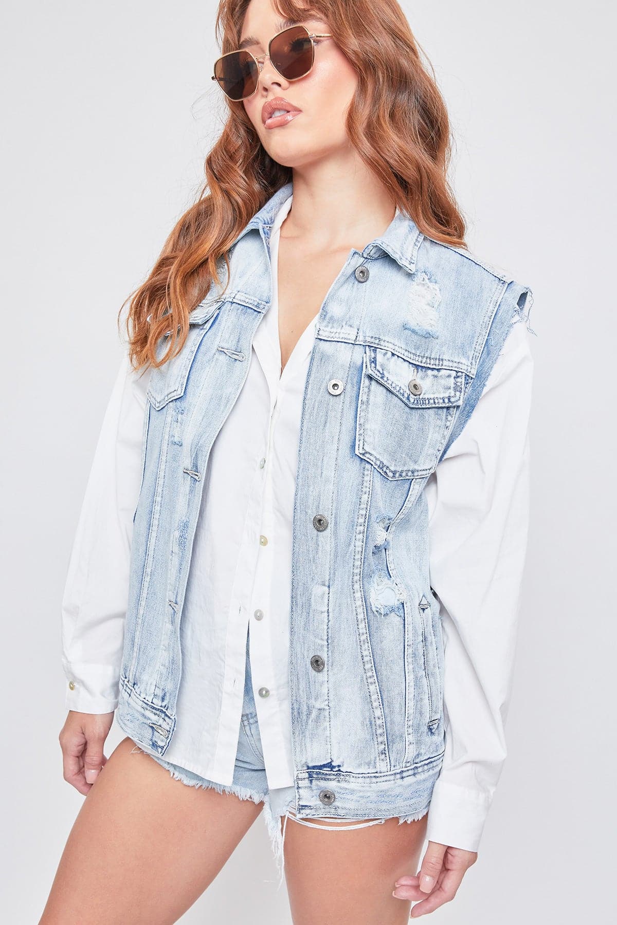 Women's Oversized Boyfriend Fit Denim Vest