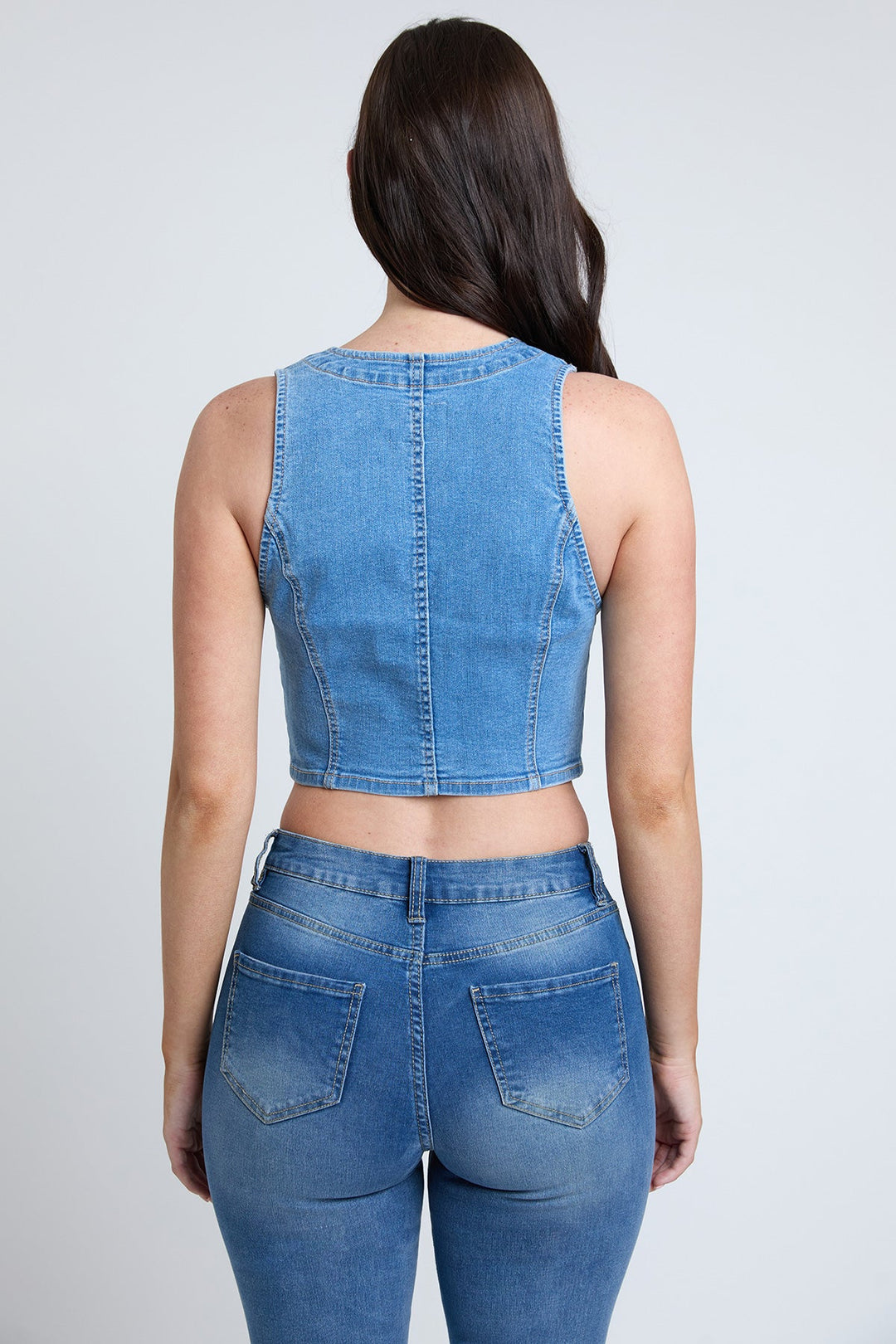 Women's Cropped Button Front Vest