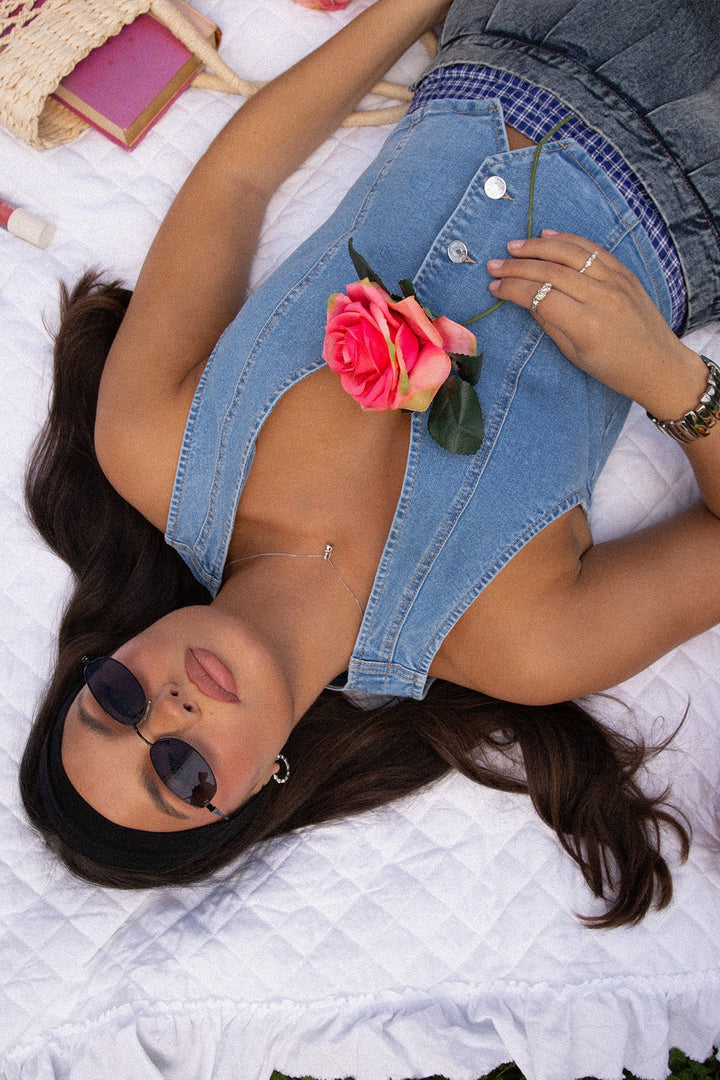 Women's Cropped Button Front Vest