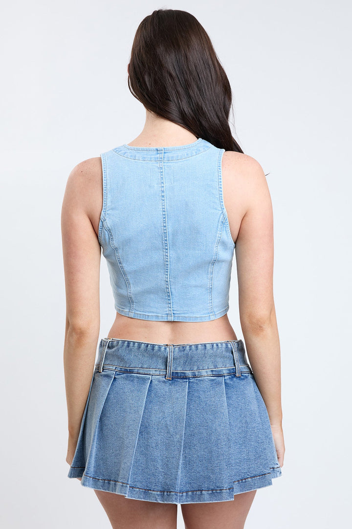 Women's Cropped Button Front Vest