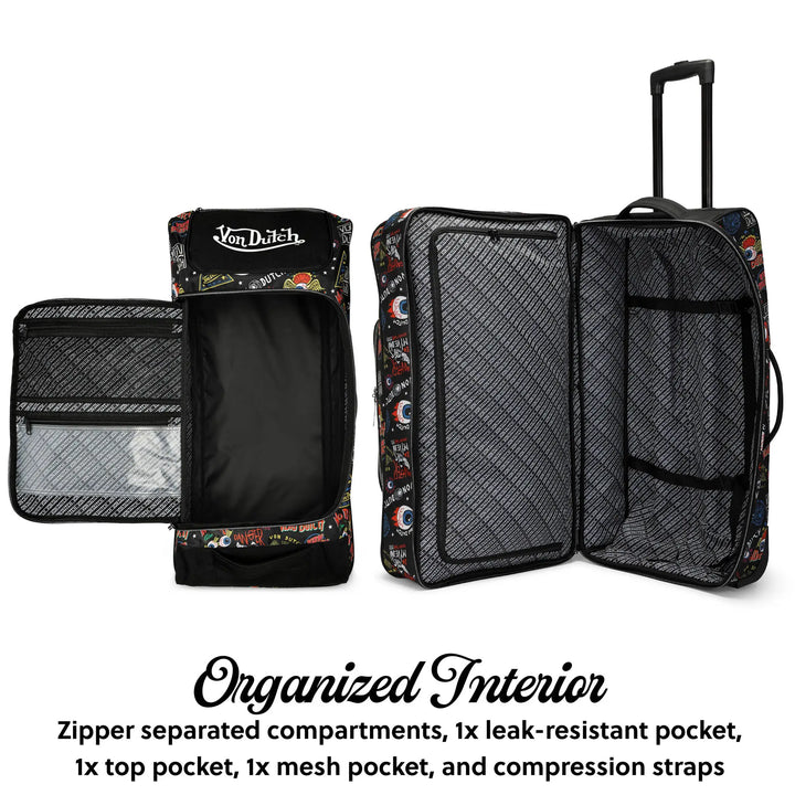 Jax Black 28" Checked Rolling Duffel