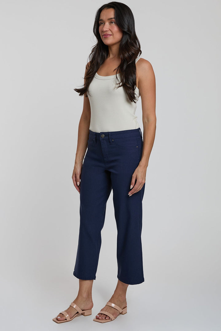 Women's Hyperstretch High Rise Cropped Wide Leg Flood Pants, Navy
